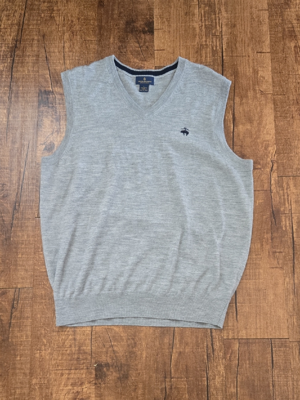 Brooks Brothers Grey Merino‎ Wool Sweater Vest Classic Preppy Quiet Luxury Large